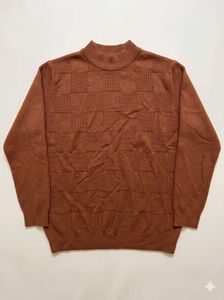Boys Stylish Brown Checkered Knit Sweater (10-11 Y