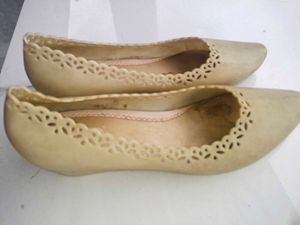 Beige Cutout Ballet Flats