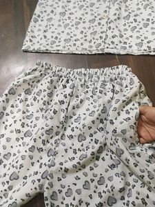 Cute Heart Print Kurta Set