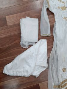 Pearl White Long Net Frock