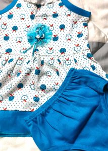 Baby White Blue Frock