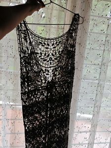 Boho Crochet Maxi Overlay (Olive Green)