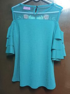 Embroidered Cold Shoulder Top