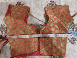 Peach Saree &amp; Blouse Set