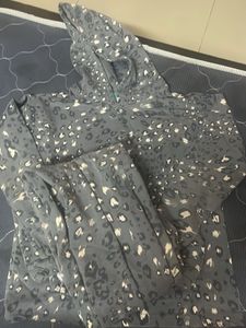 Gray Leopard Print Hoodie
