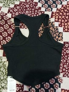 Chic Black Crop Top with Ring Details