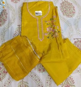 Yellow Embroidered Suit piece