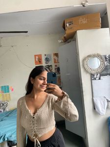 Lace-Up Knit Crop Top