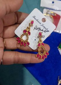Green N Pink  Line Earring
