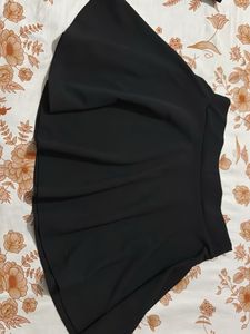Blue Denim Midi Skirt with black skir