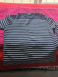 Navy & White Striped Knit Sweater