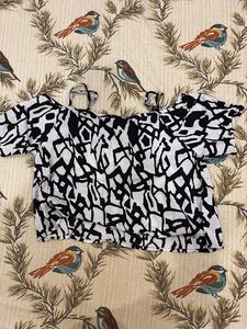 Black & White Patterned Off-Shoulder Top