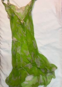 Green sheer Floral Print Dress