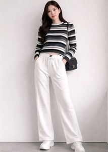 Striped Knit Pullover Sweater