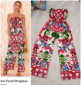 Very Beautiful Floral Print Strapless Jumpsuit