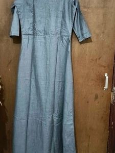 gray embroidery full long gown