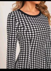 SHEIN Emery Rose Black &amp; White Houndstooth Dress
