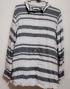 White Grey Lining Cotton Shirt For Girl 34 Bust