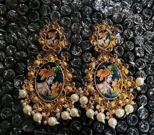 Traditional Indian Earrings and Chain Set