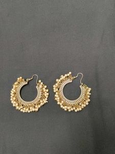 Elegant Pearl Hoop Earrings