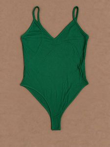 Emerald Green Knit V-Neck Bodysuit