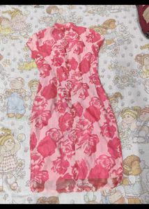 Chinese pink floral cheongsam