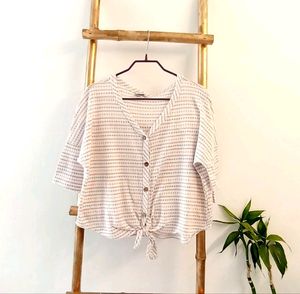 Retro Tie Up Waffle Top from Paper Crane