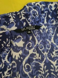 Blue &amp; White Printed Wrap Dress