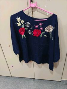 Embroidered Blue Top