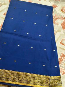 Royal Blue Saree with Gold Border