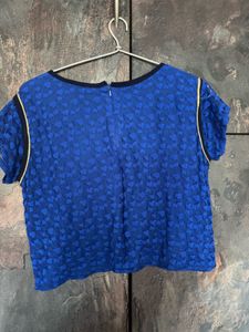 Vibrant Blue Heart Print Top