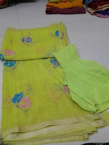 flouresent  Green Saree  no damage or