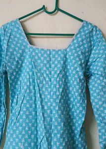 cotton Blue Printed shorts kurta