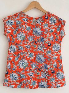 Orange Floral Print T-Shirt
