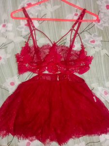 maroon Lace Lingerie