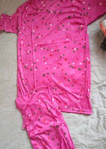 Cute Floral Pink Night Suit Set