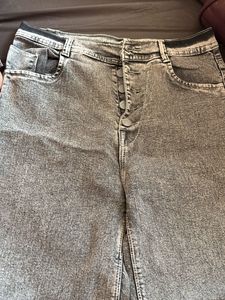 Grey Button-Fly Jeans
