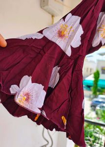 Maroon Floral Print Dress