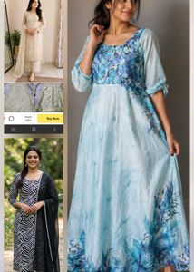 Combo 3 Beautiful Light Blue Floral Print Kurta
