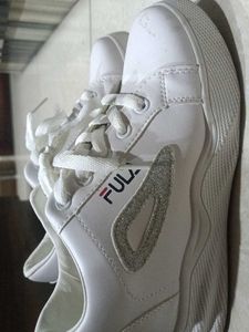 White Lace-Up Sneakers