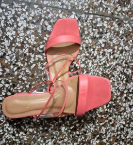 Coral Block Heel Sandals 2 inches