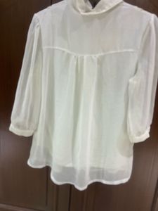 Chic Sheer Blouse with Pearl Buttons