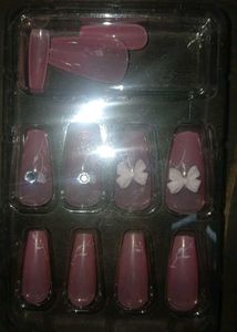 Pink Bow &amp; Rhinestone Press-On Nails