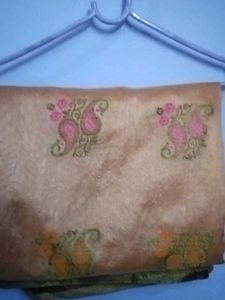 Peach Printed Saree with blouse