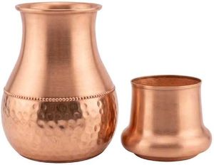 Copper Water Carafe with Cup