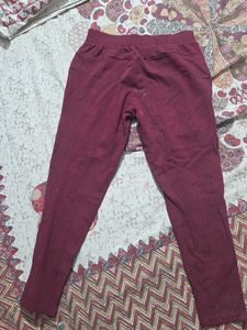 Maroon Plaid Button-Fly Pants
