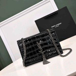 YVES SAINT LAURENT *YSL*KATE BLACK CROCO SLINGBAG