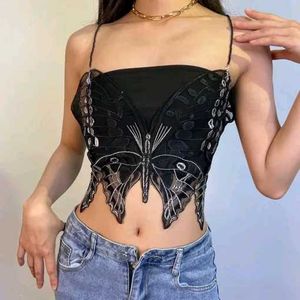 Black Butterfly  Crop Top