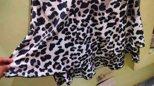 Strapless Animal Print Layered Hem A-Line Dress