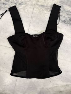 F21 Sheer Black Asthetic Corset Style Top(xs)